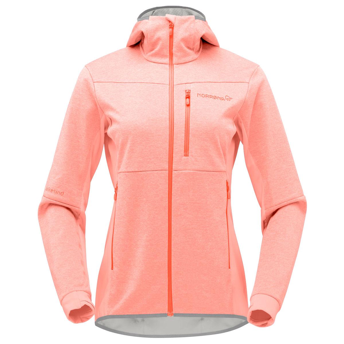 Norrona Falketind Warm 2 Octa Hood Women's in Orange Alert and Peach Amber